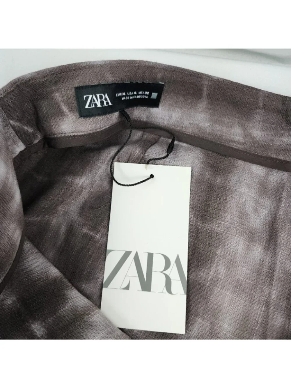 ZARA Pants Womens XL Multi Casual Linen Blend Wide Leg NWT